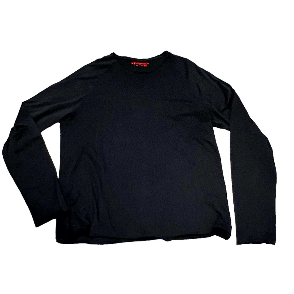 VELVETMEN BLACK DOUBLE LAYER LONG SLEEVE T-SHIRT